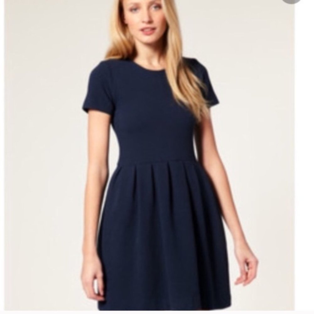 Anthropologie Ganni navy Embossed Basket Dress